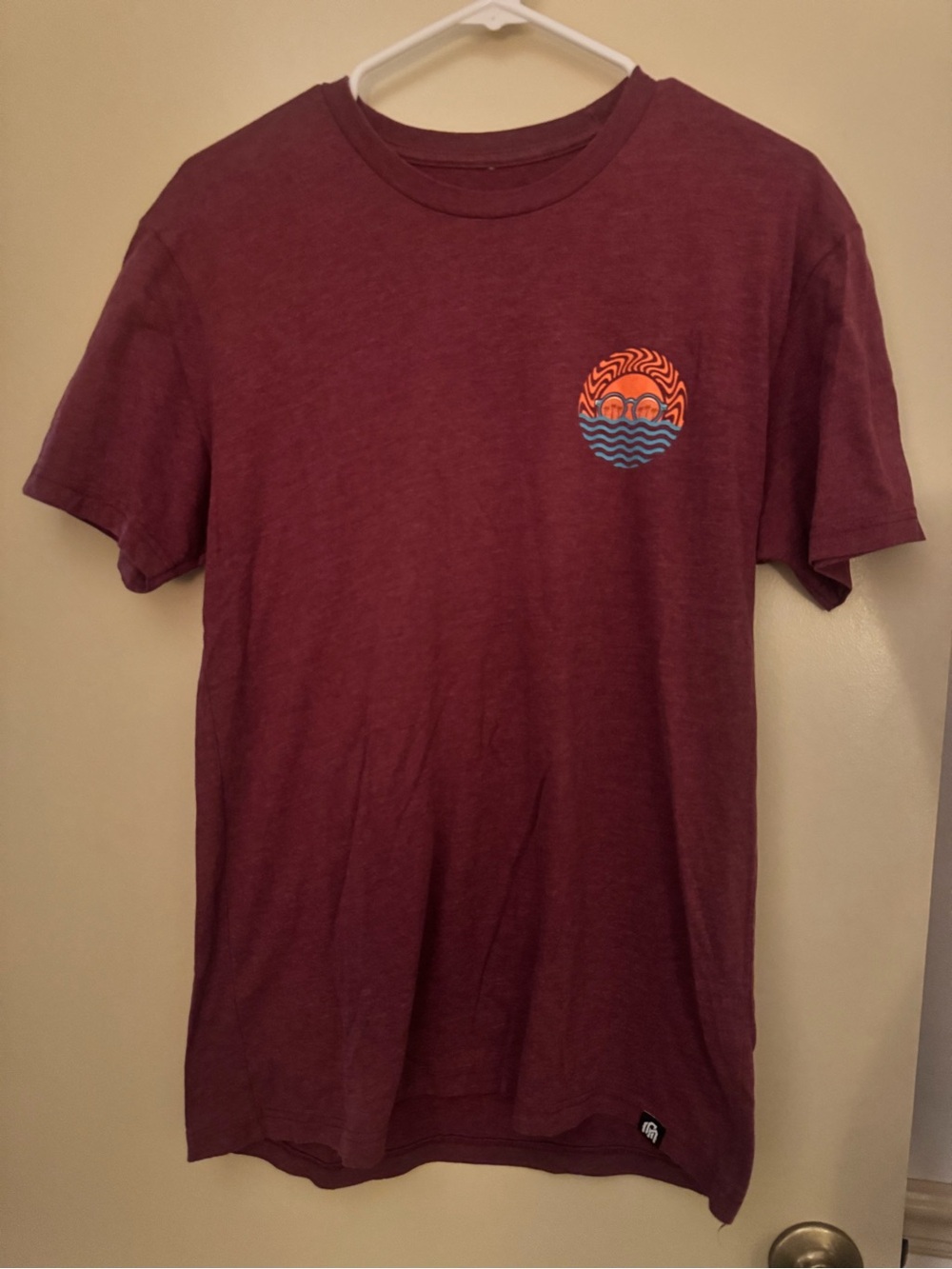 Men's Short Sleeve Graphic Tee in Maroon - Casual Crew Neck
